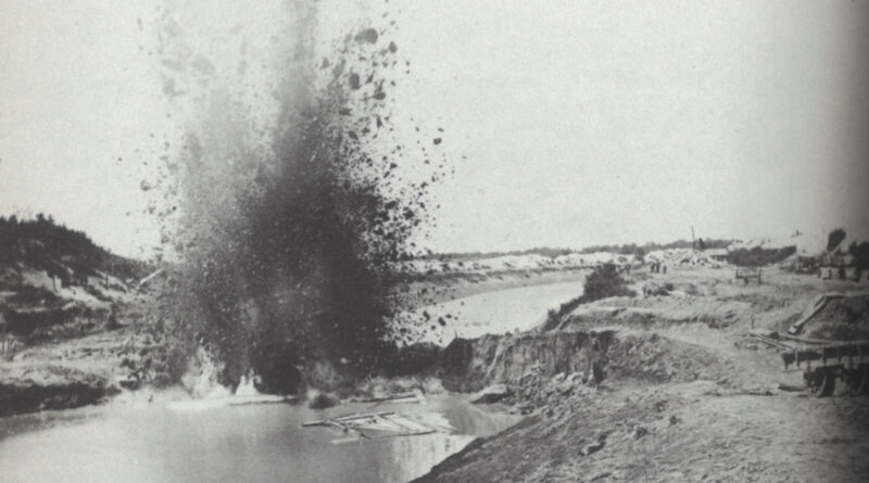 Dynamite blast in Couchiching Canal. 23 June 1920