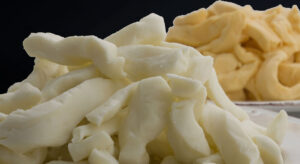 white and orange cheese curd